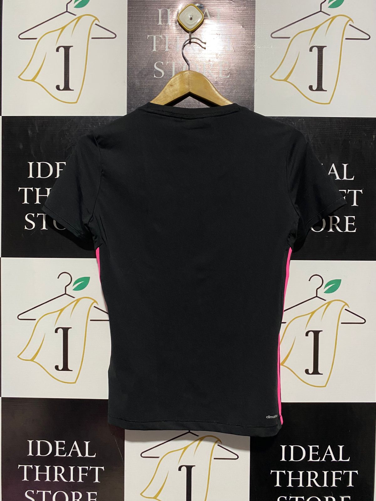 ADIDAS |S| BUST 17| B2| Women's Black Adidas Performance T-Shirt with Hot Pink 3-Stripes