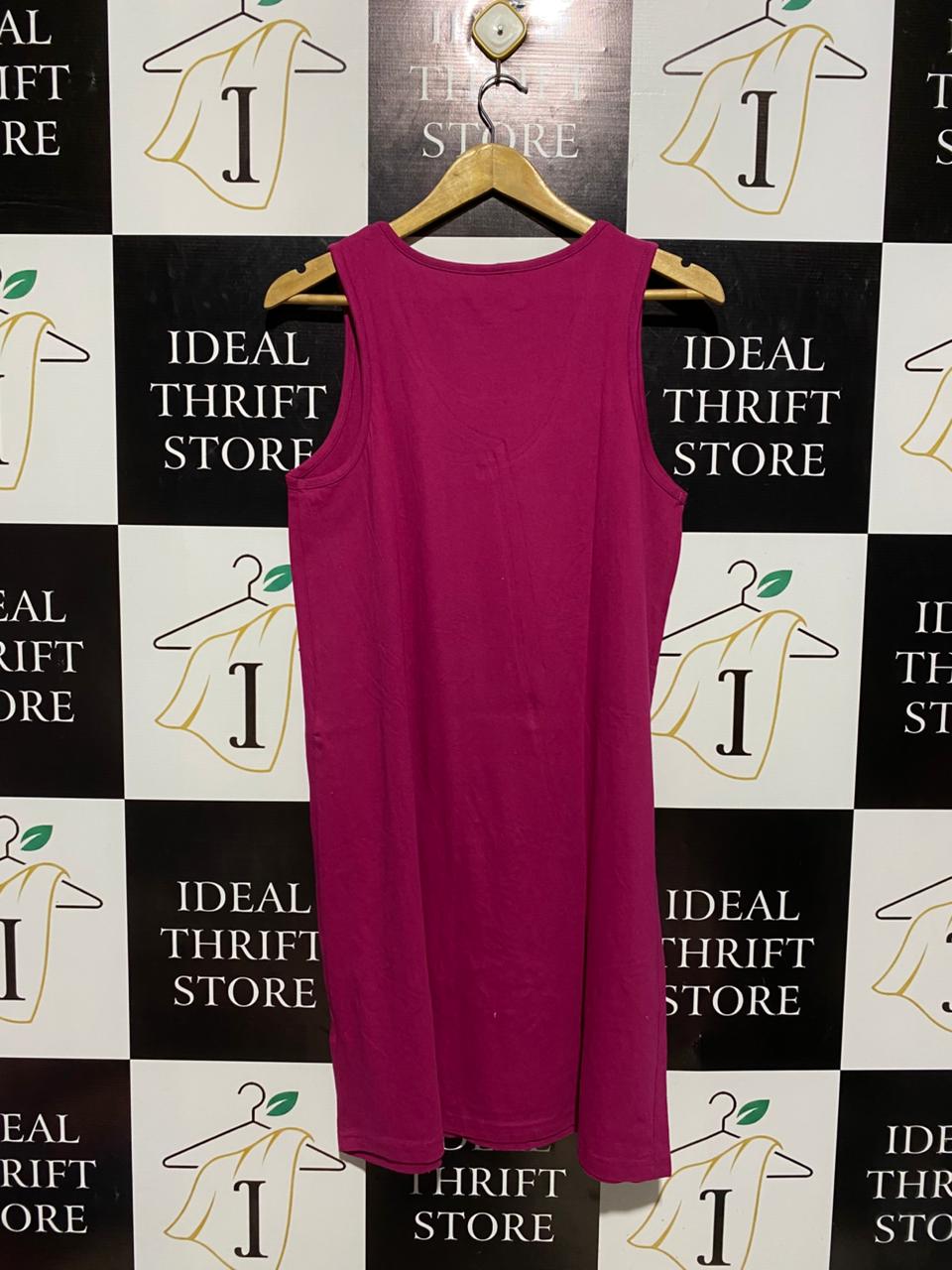 MY BASIC |M|BUST 18| B3| VIBRANT FUCHSIA SLEEVELESS COTTON TANK DRESS