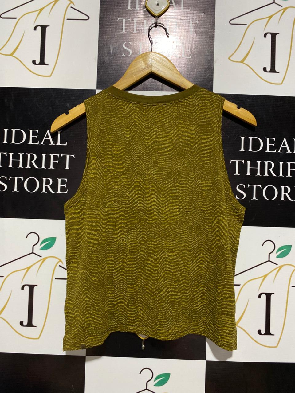 LULULEMON |L| BUST 18| TEXTURED WAVY KNIT ATHLETIC TANK TOP OLIVE GREEN MOSS