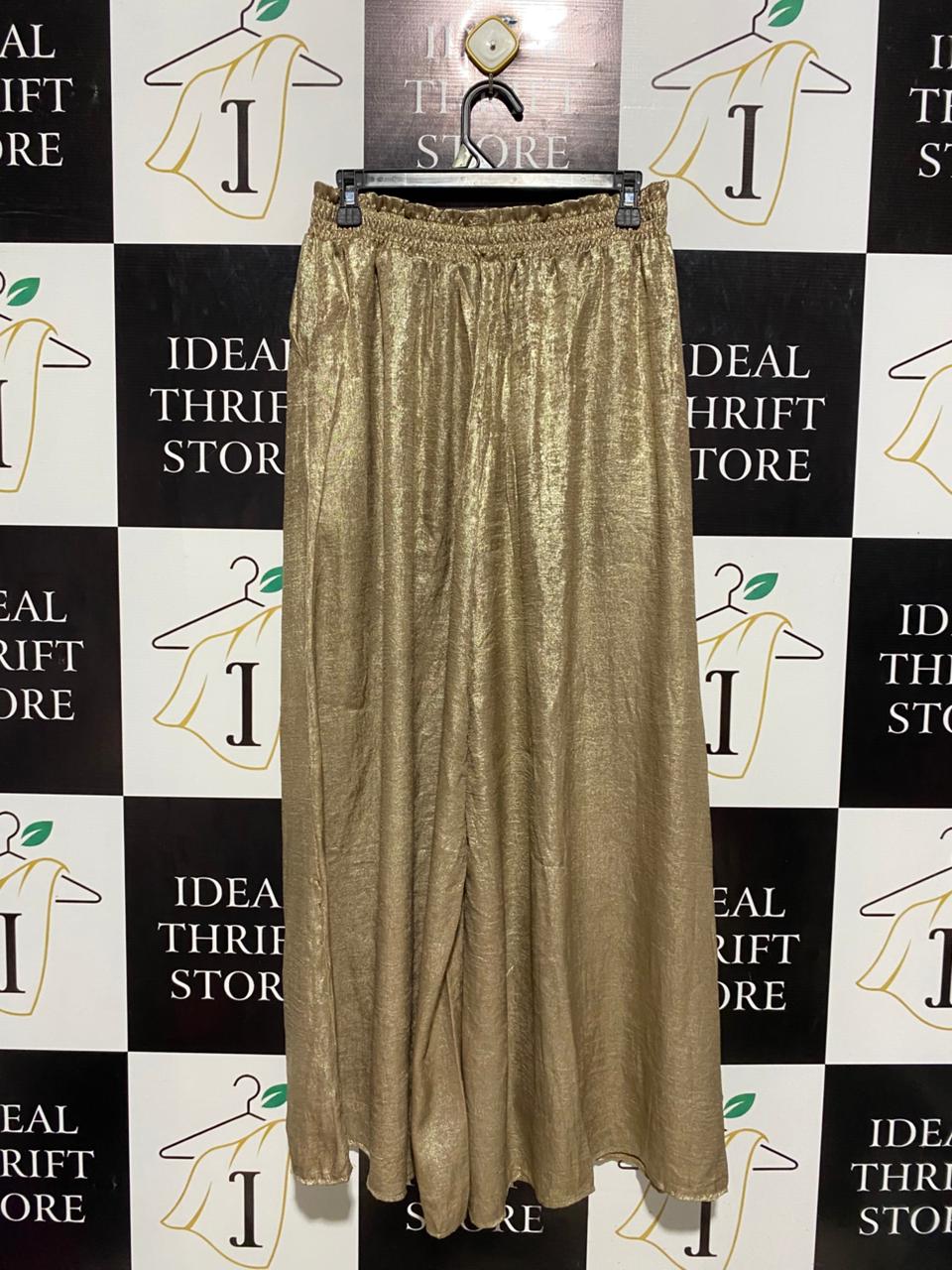 SHEIN |M| WAIST 28| B3| LUXURY METALLIC GOLD WIDE-LEG PALAZZO PANTS