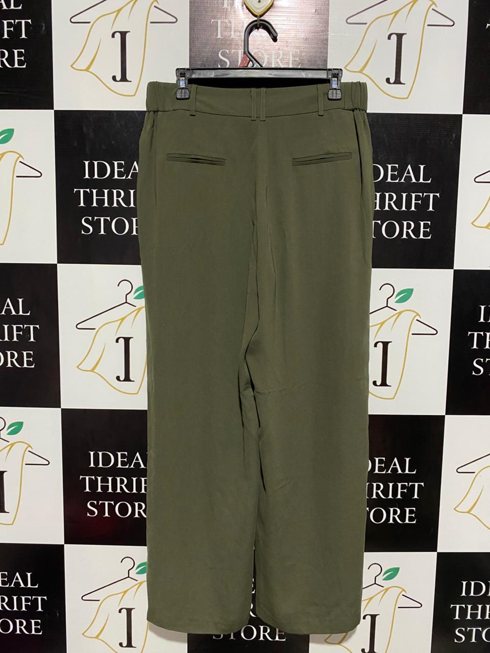TAILORED |L| WAIST 32| B3| PREMIUM OLIVE GREEN WIDE-LEG UTILITY TROUSERS