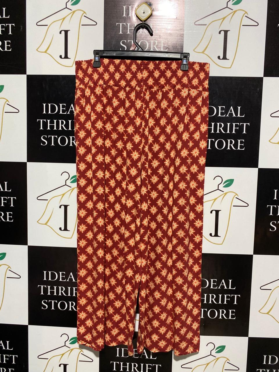 GEORGE |XL| WAIST 34| B3| WOMEN’S TERRACOTTA GEOMETRIC PRINT WIDE-LEG PANTS