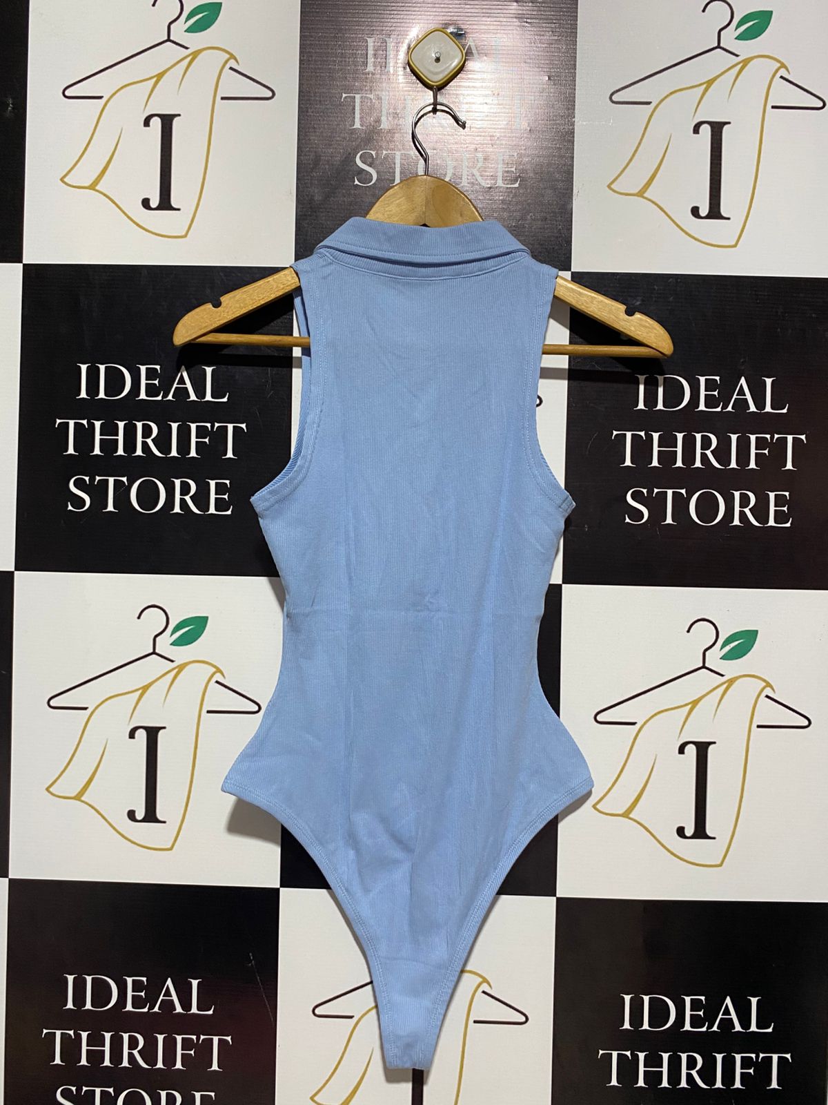 PEP & CO |S| BUST 13| B4| LIGHT BLUE SLEEVELESS POLO COLLAR BODYSUIT