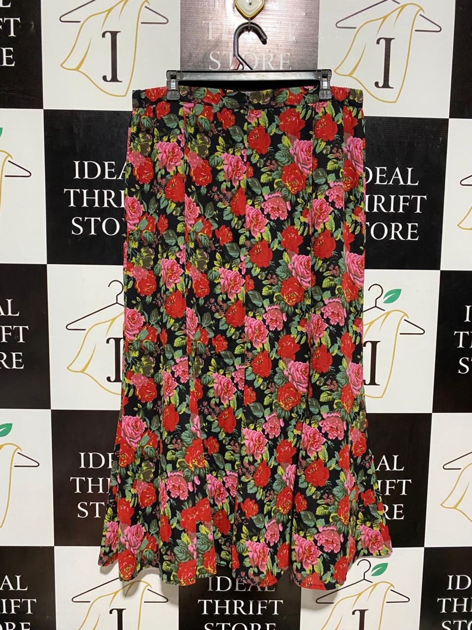 ELVI |XL| WAIST 34| B5| ELEGANT VIBRANT FLORAL PRINT HIGH-WAISTED MAXI SKIRT