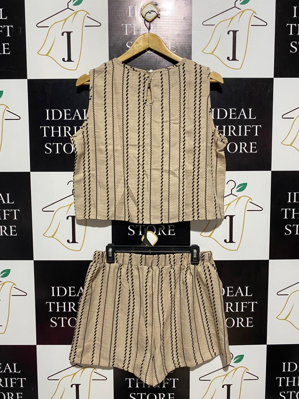 SHEIN |L| B5| STRIPED TWO-PIECE CROP TOP AND SHORTS SET