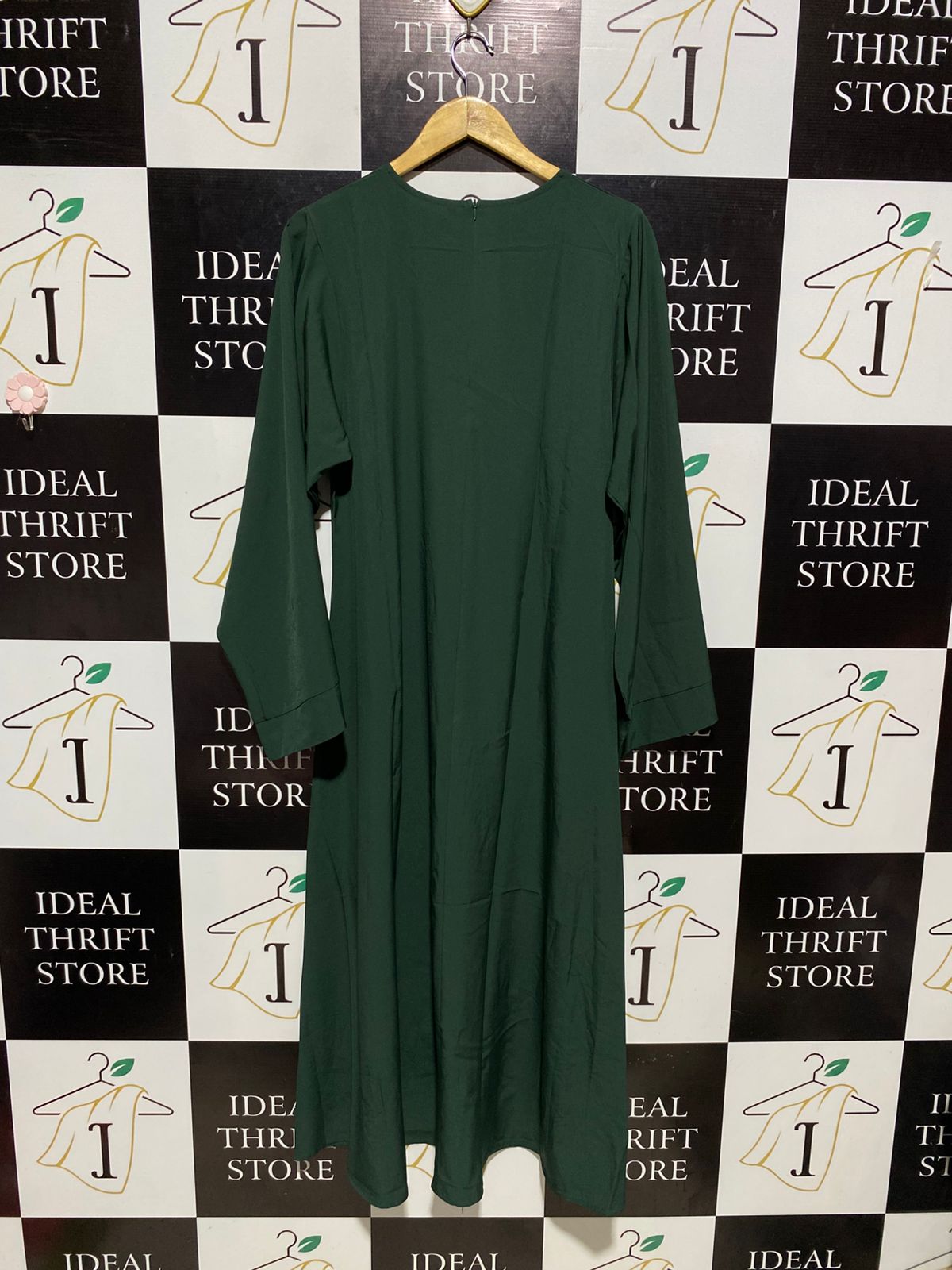 |L| BUST 20| B6| ELEGANT DARK GREEN LONG SLEEVE MAXI DRESS