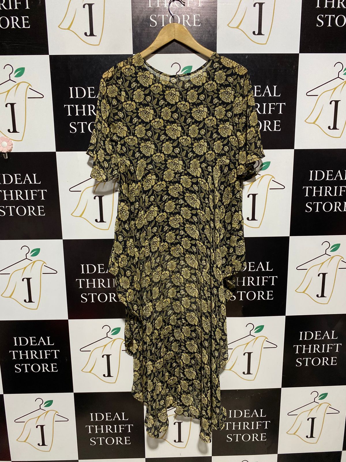 INDIKAH |L| BUST 19| B6| ELEGANT FLORAL PRINT HIGH-LOW HEM TUNIC DRESS