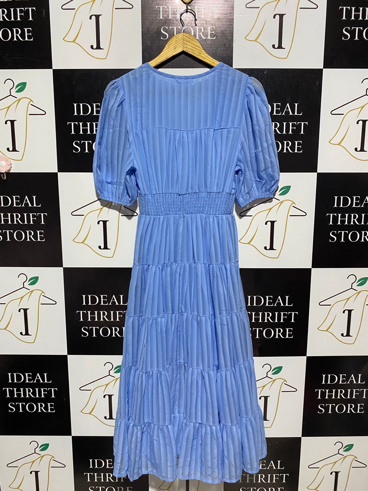 ST FROCK |M| BUST 16| B6| CHIC SKY BLUE PLEATED BUTTON-DOWN MIDI DRESS