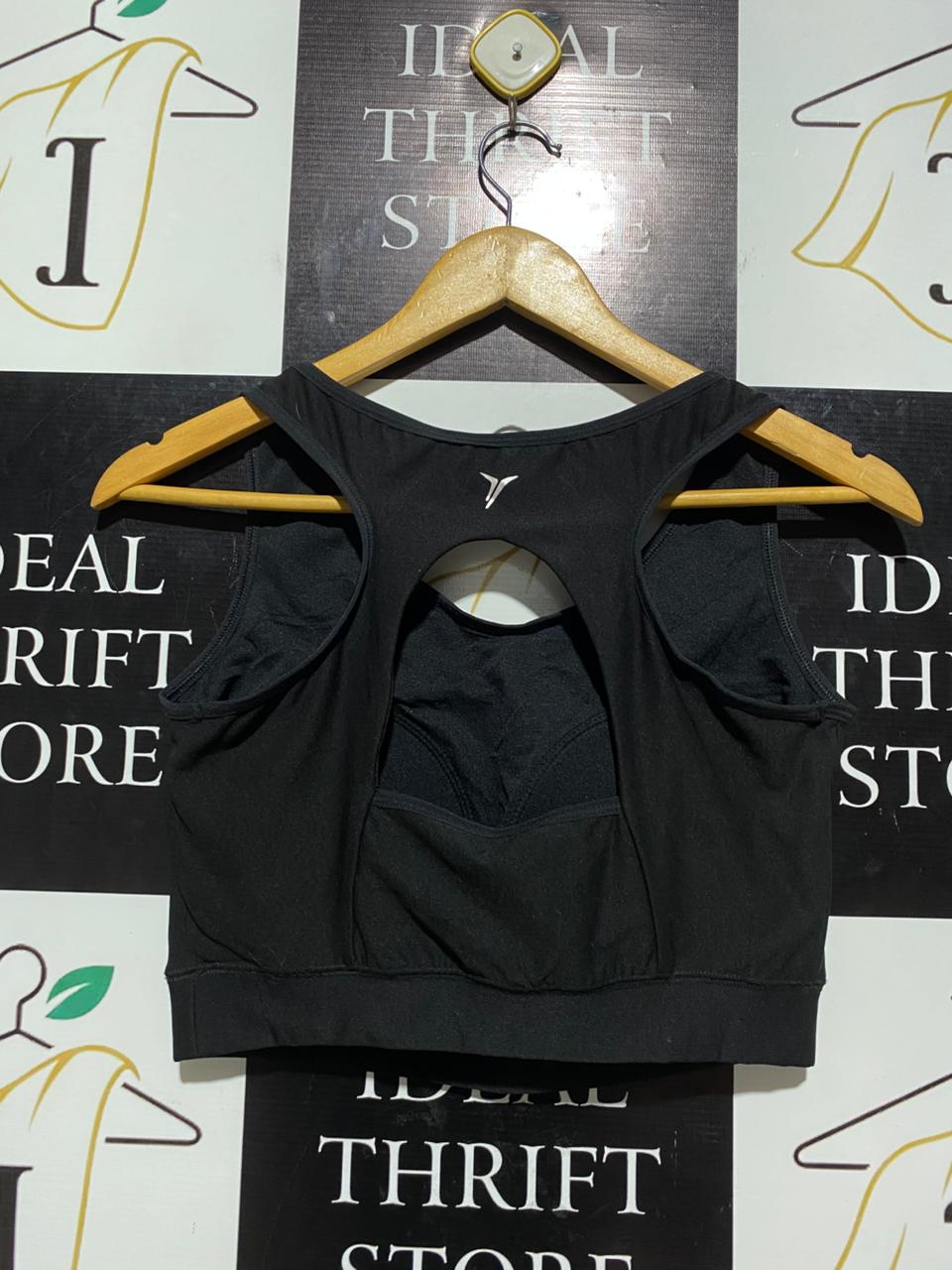 OLD NAVY |M| BUST 16| B5| XAVIVA PLUS SIZE BLACK KEYHOLE BACK PERFORMANCE SPORTS BRA