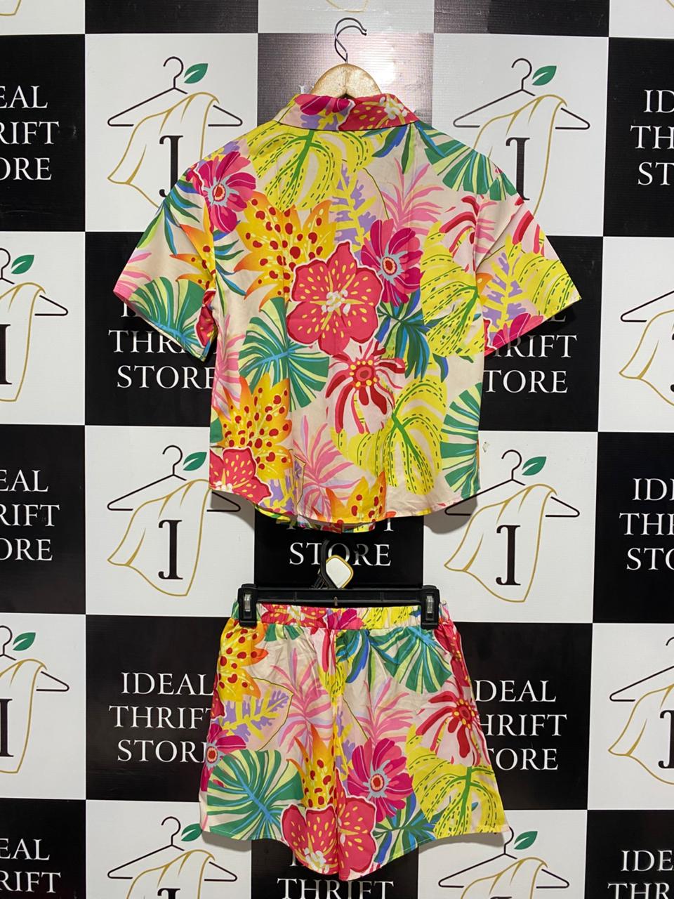 SHEIN |S| B5| VIBRANT TROPICAL FLORAL TWO-PIECE SET