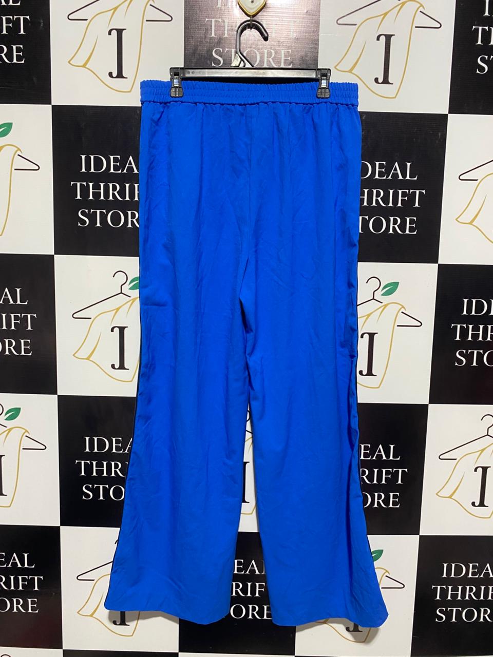 M&S |L| WAIST 32 | B6| COBALT BLUE SIDE-STRIPE WIDE LEG PANTS