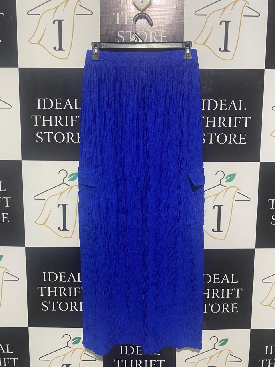 |M| WAIST 26| B6| LEE COBALT BLUE TEXTURED CARGO MAXI SKIRT