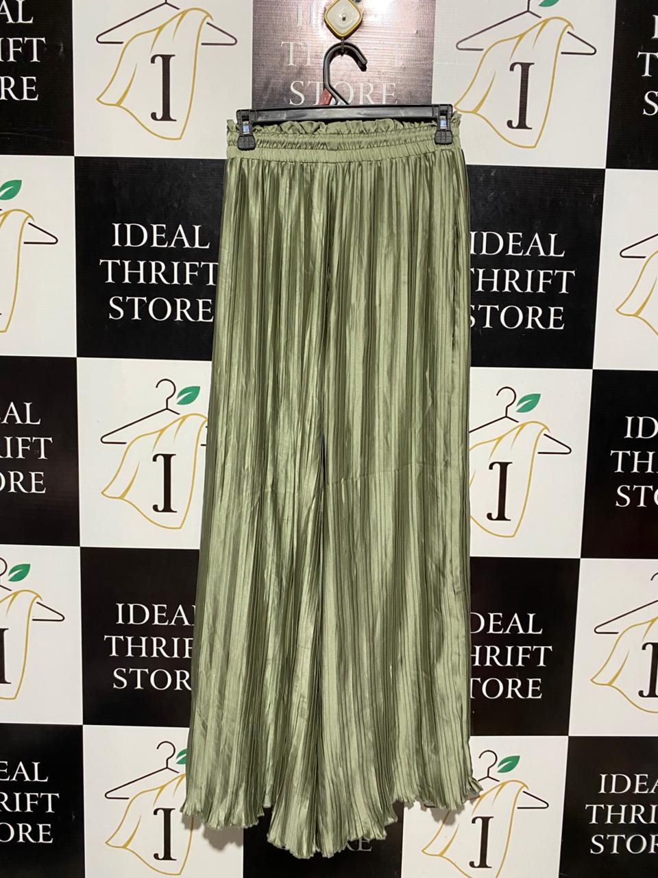 SHEIKE |S| WAIST 26| B6| SAGE GREEN PLEATED WIDE-LEG PALAZZO PANTS