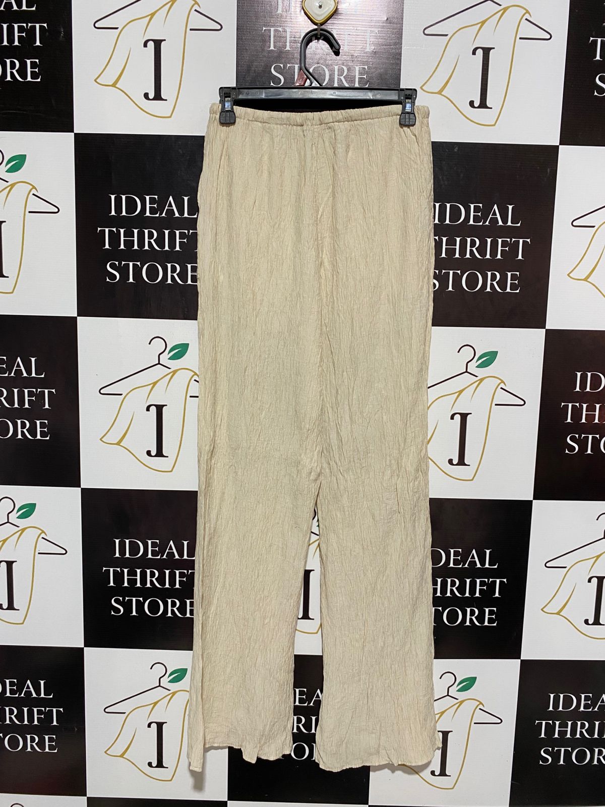 ZARA |S| WAIST 26| B7| PREMIUM LINEN BLEND DRAWSTRING WIDE LEG PANTS