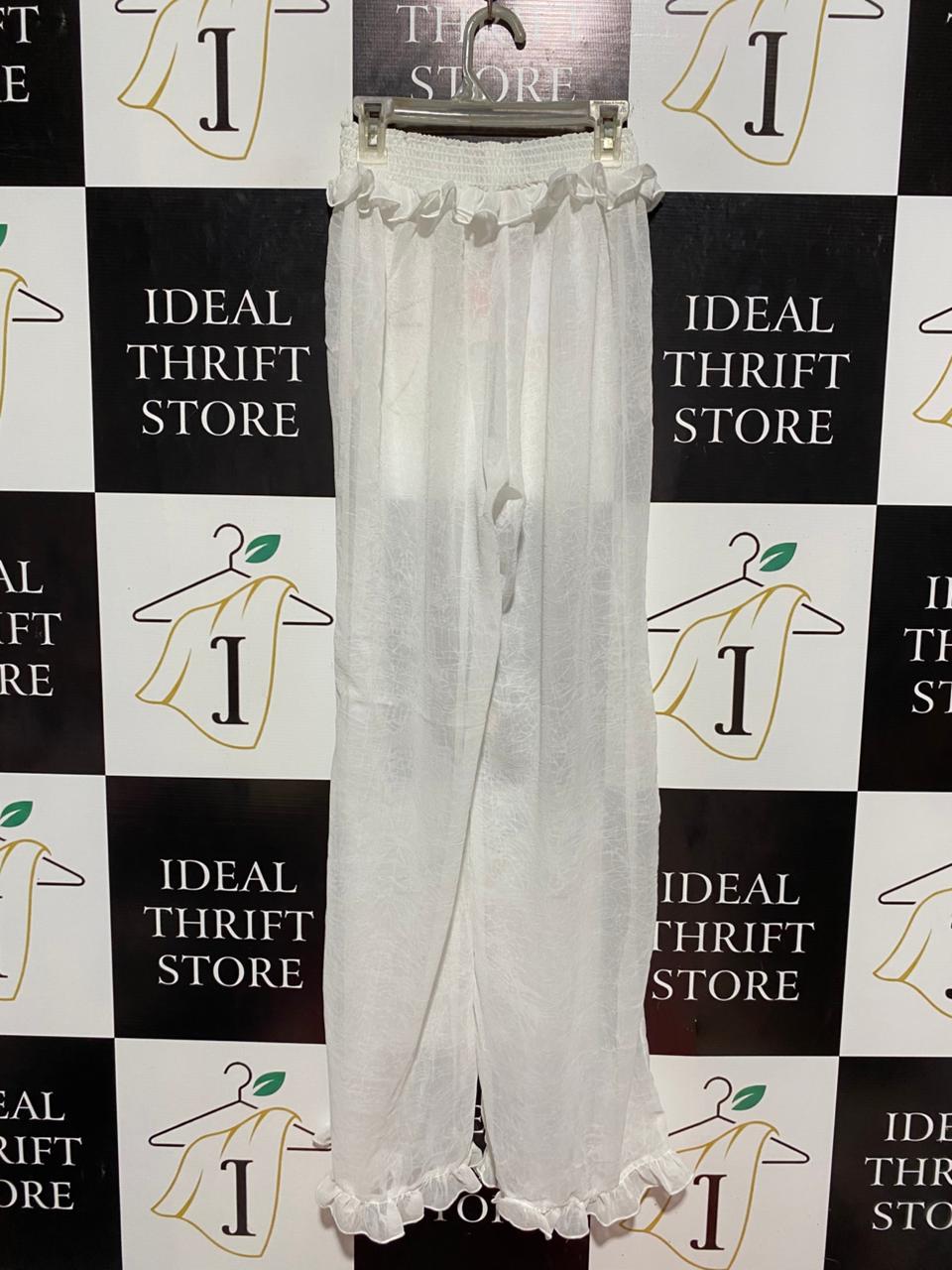 UNIQUE |M| WAIST 22| B7| RUFFLE TRIM SMOCKED WAIST TROUSERS