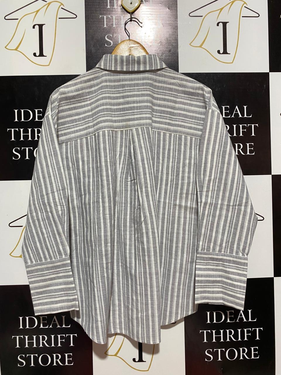 4TH RECKLESS |XL| BUST 25| B7| PREMIUM OVERSIZED STRIPED BUTTON-DOWN COTTON SHIRT