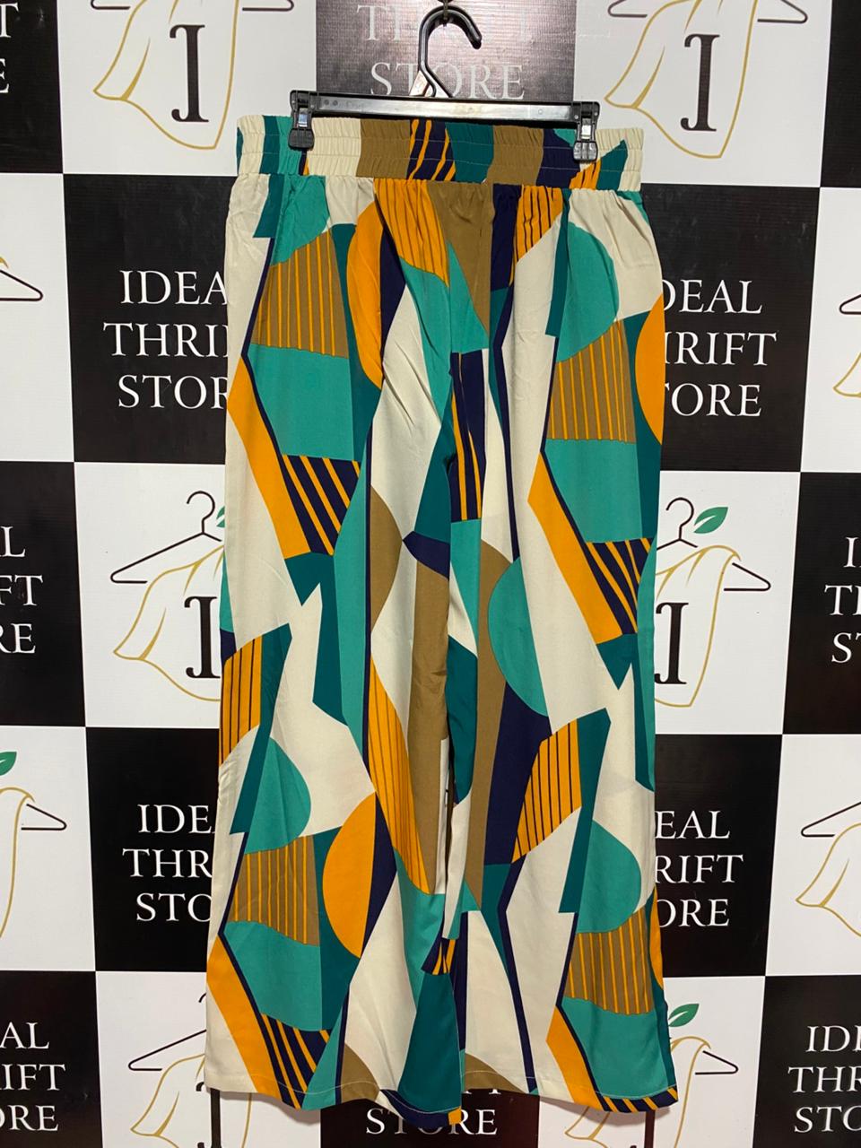 SHEIN |XL| WAIST 16| B7| VIBRANT GEOMETRIC ABSTRACT WIDE-LEG PALAZZO PANTS
