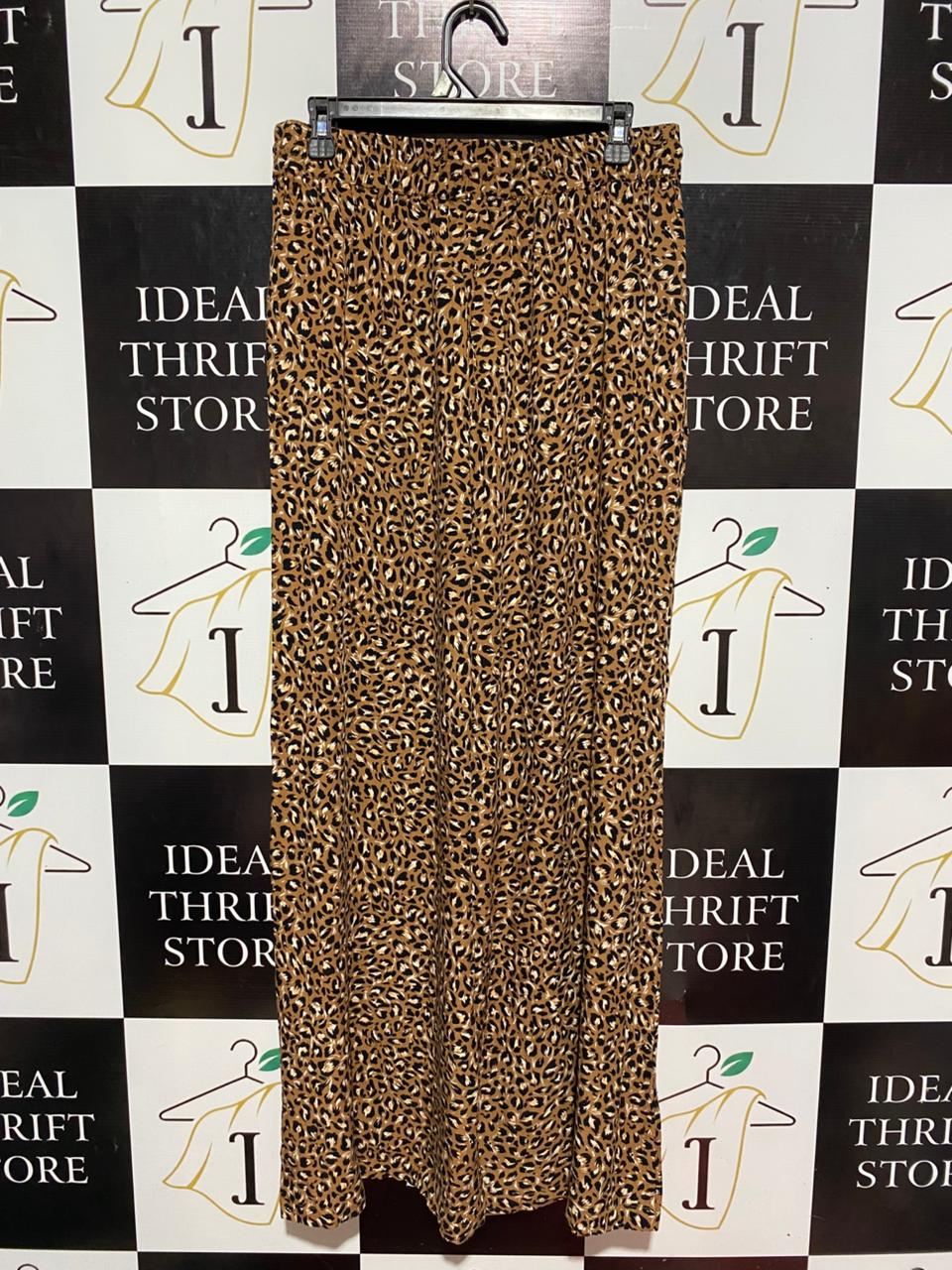 WOMAN |L| WAIST 32| B7| CLASSIC LEOPARD PRINT WIDE-LEG PALAZZO PANTS