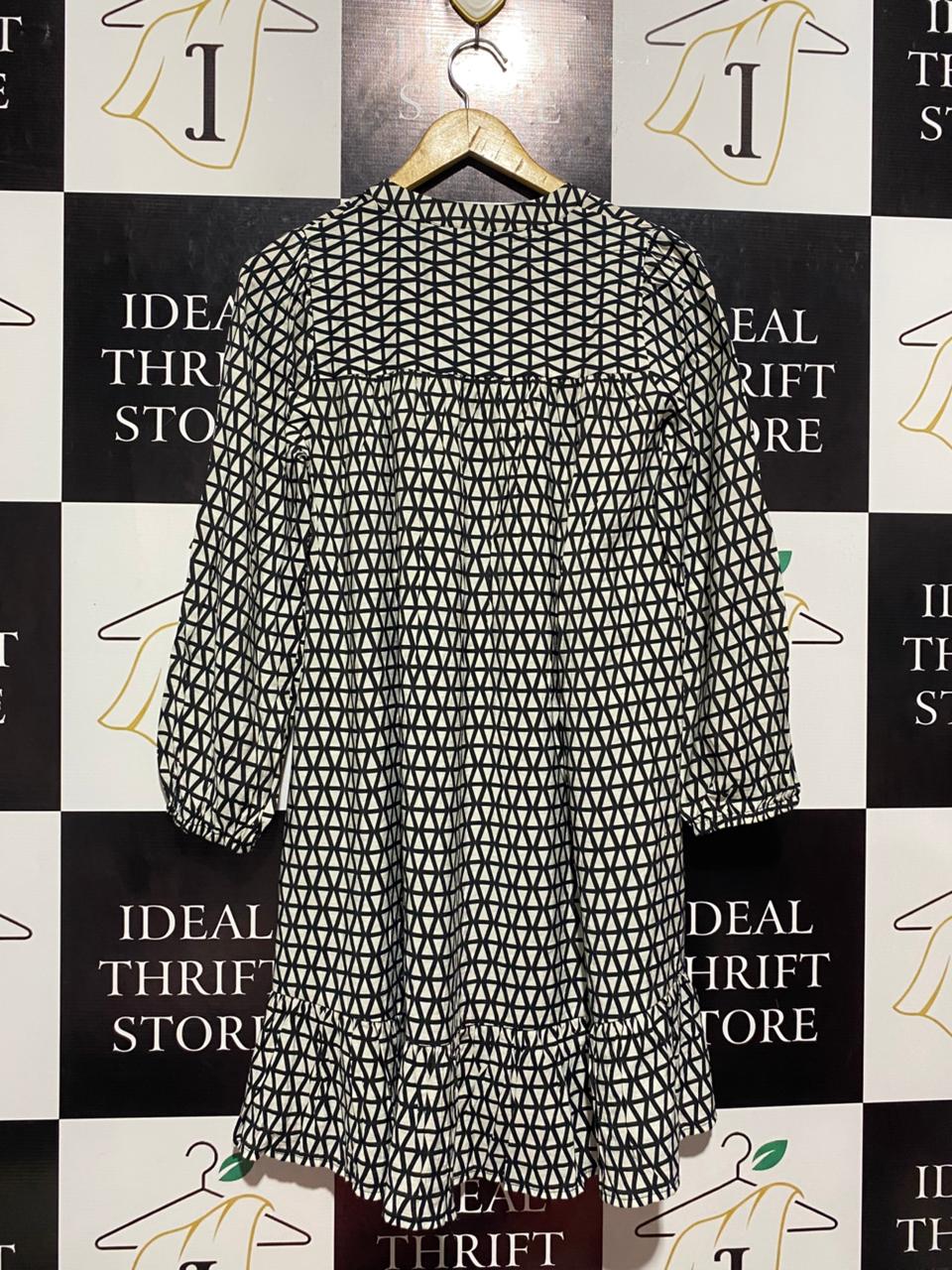 UNISON |L| BUST 20| B7| GEOMETRIC PRINT RUFFLED MINI DRESS