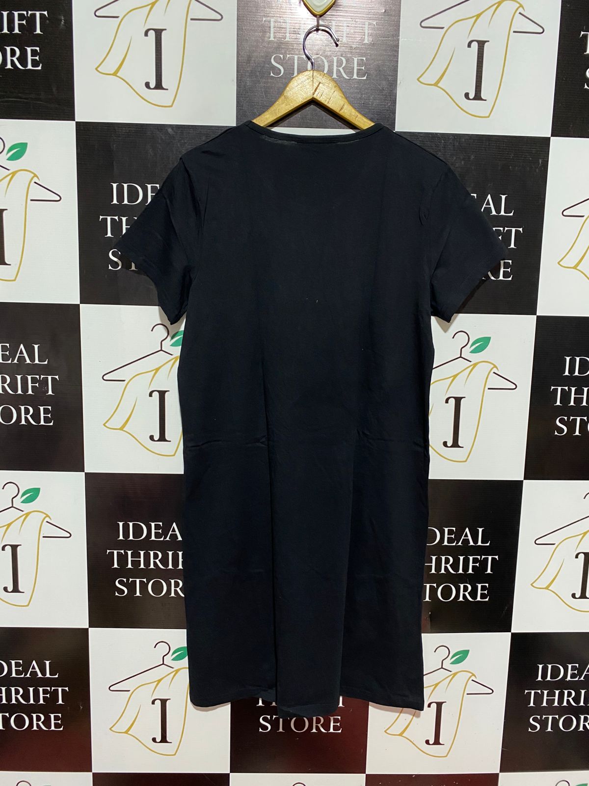 MONT NOIR |L| BUST 20| B7| BLACK "BIGHEART" GRAPHIC T-SHIRT DRESS WITH RED HEART MOTIF