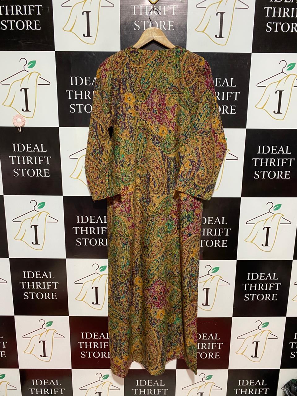 MP SEASON |M| BUST 19| B7| VINTAGE ETHNIC PAISLEY PRINT KAFTAN MAXI DRESS WITH EMBROIDERED YOKE