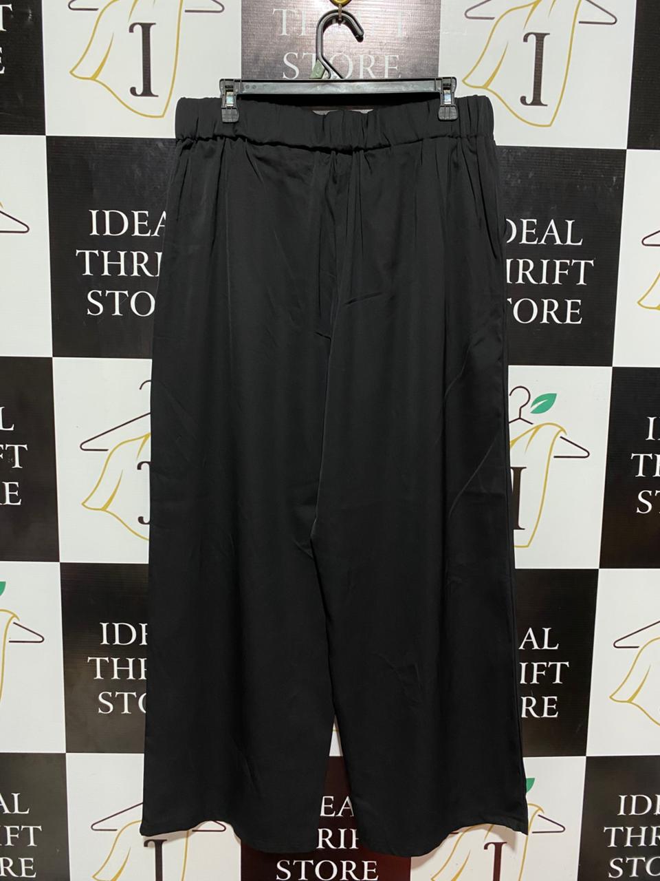 CHIC BLACK HIGH-WAISTED SAILOR-STYLE WIDE-LEG TROUSERS |XL| WAIST 33|