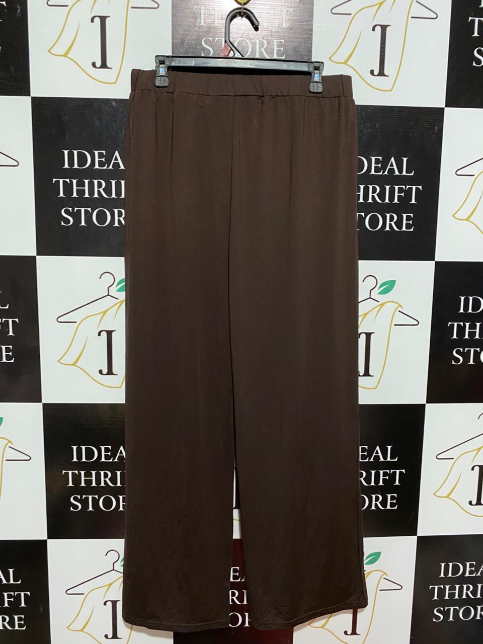 SHOWPO |L| WAIST 32| B7| CHOCOLATE BROWN WIDE-LEG ELASTIC WAIST PANTS
