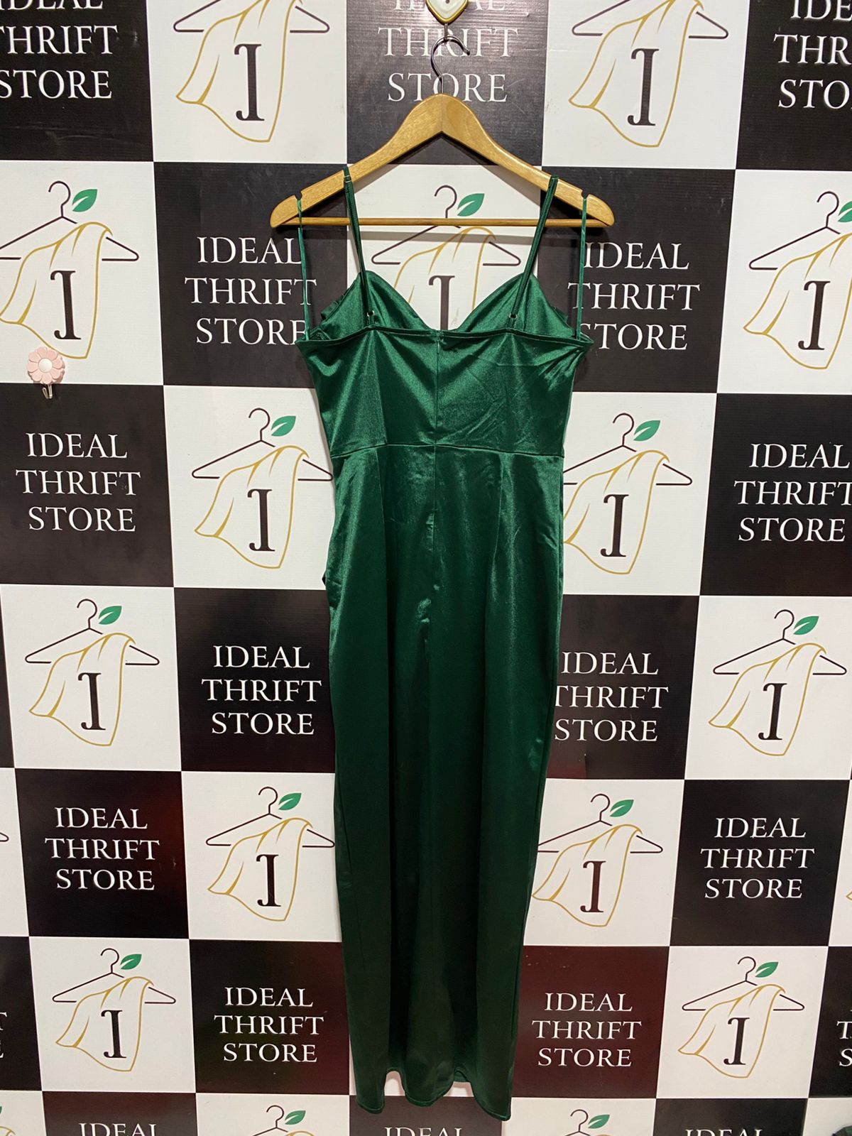 QUIZ |M| BUST 16| B8| EMERALD GREEN SATIN CORSET MIDI DRESS