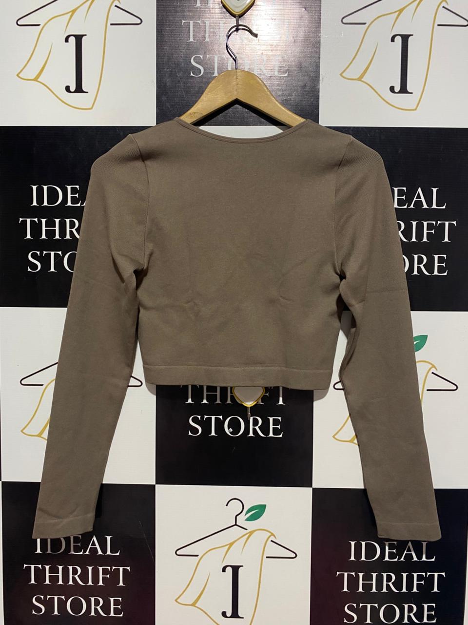 PRIMARK CARES |S| BUST 14| B9| CARES SEAMLESS V-NECK LONG SLEEVE CROP TOP