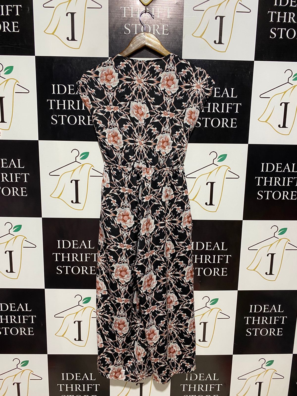 LOUCHE |M| BUST 18| B9| VINTAGE FLORAL V-NECK MAXI DRESS WITH WAIST TIE