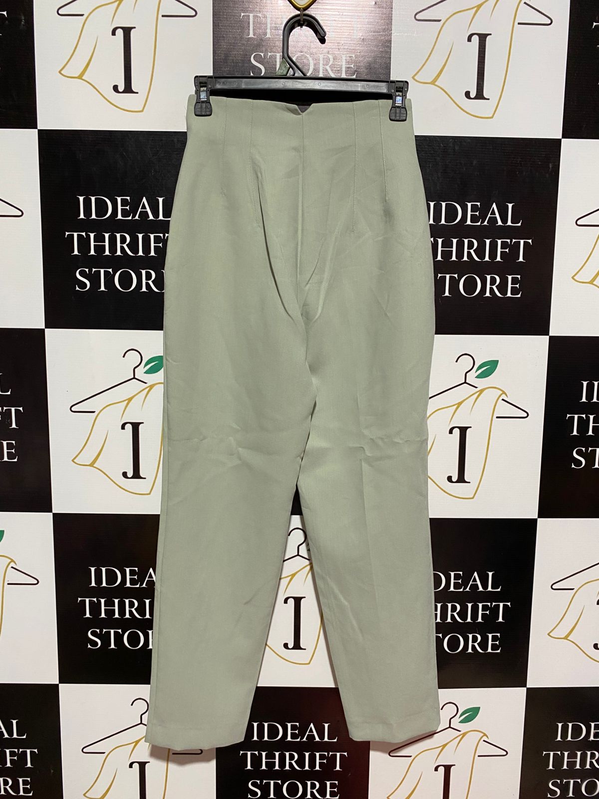 ZARA |S| WAIST 25| B9| HIGH-WAISTED SAGE GREEN TAILORED TROUSERS
