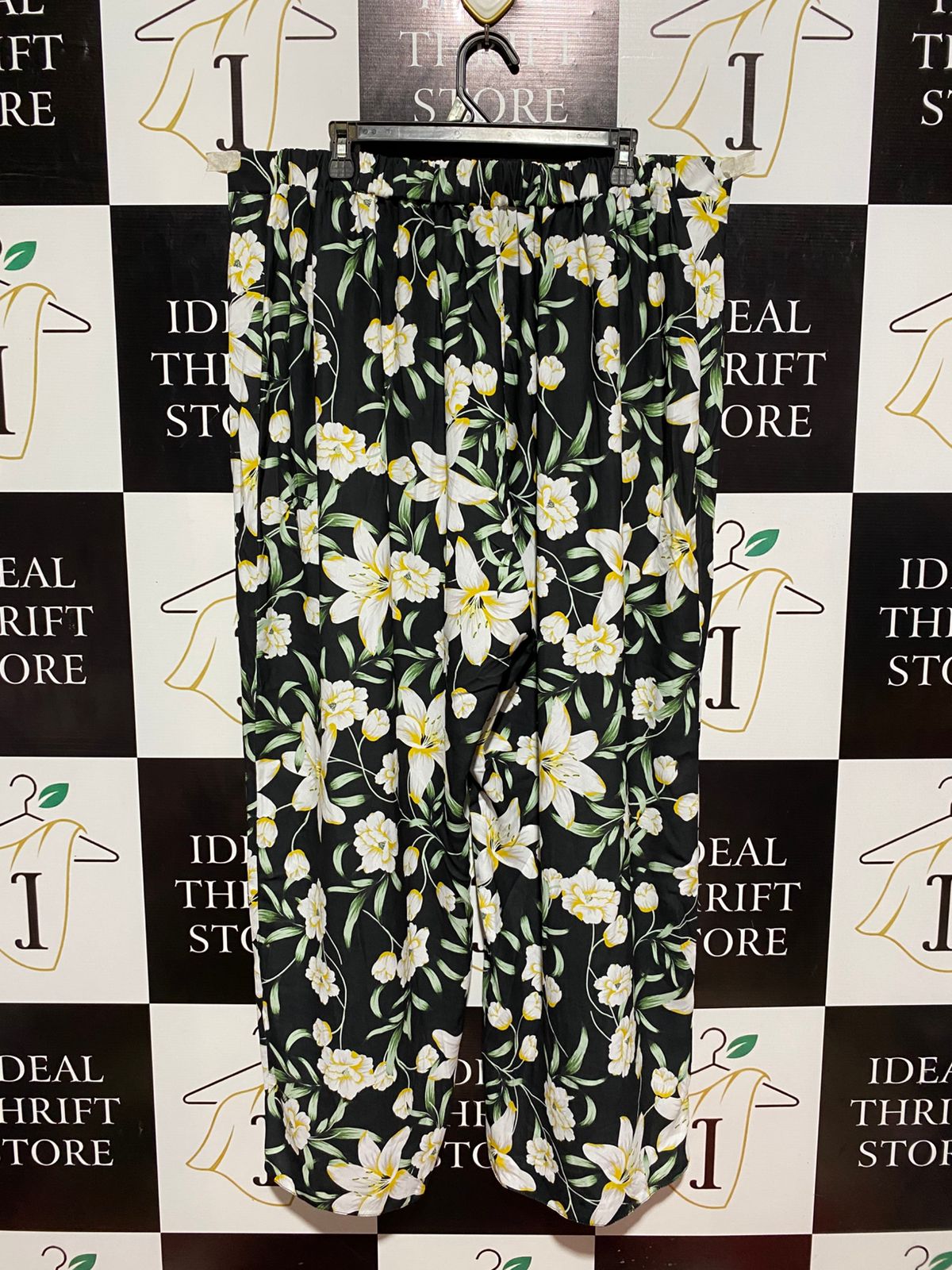 DOROTHY PERKINS |XXL| WAIST 40| B9| BLACK FLORAL PRINT WIDE-LEG PALAZZO TROUSERS