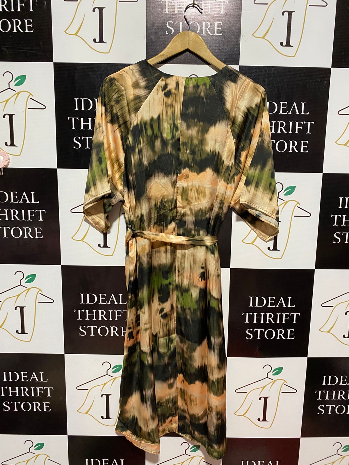 PRIMARK |M| BUST 20| B9| BOHEMIAN TIE-DYE V-NECK KNEE-LENGTH DRESS WITH WAIST TIE