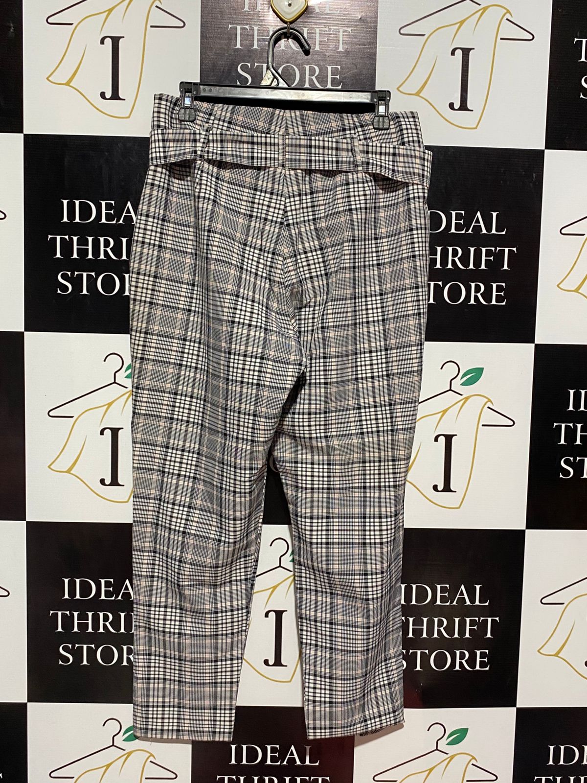 SELECT |M| WAIST 30| B9| CHECKERED HIGH-WAIST PAPERBAG TROUSERS