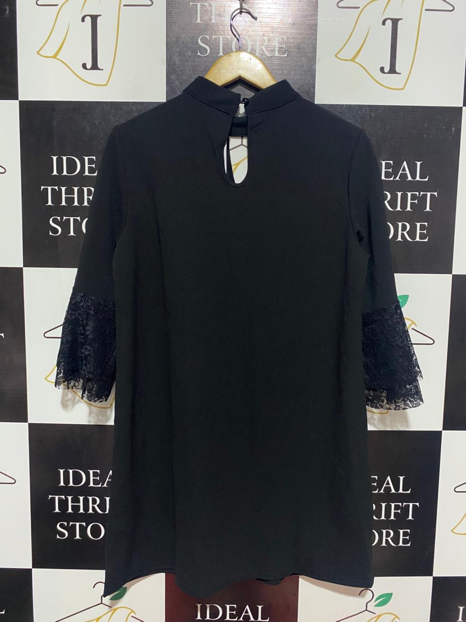 SHEIN |L| BUST 20| B9| PREMIUM BLACK LACE-FLARE SLEEVE TUNIC DRESS FOR WOMEN