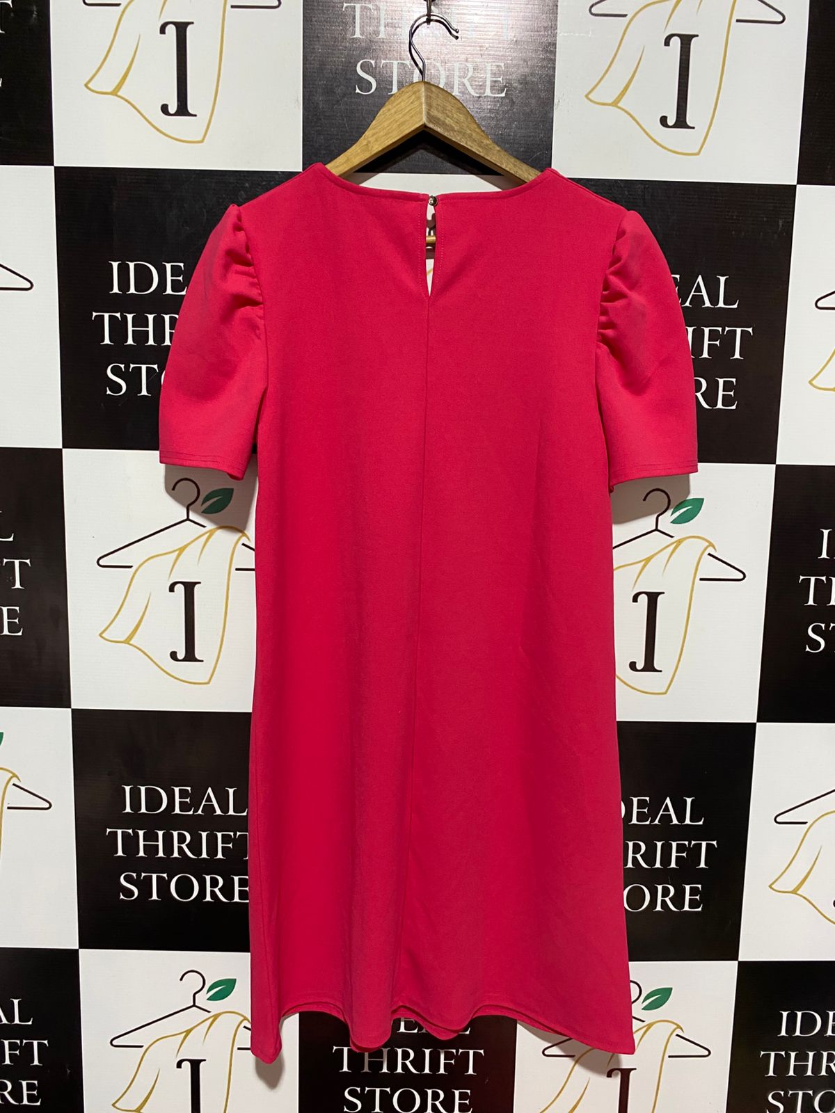 DOROTHY PERKINS | M| BUST 19| B10| MARKS & SPENCER PINK V-NECK PUFF SLEEVE SHIFT DRESS