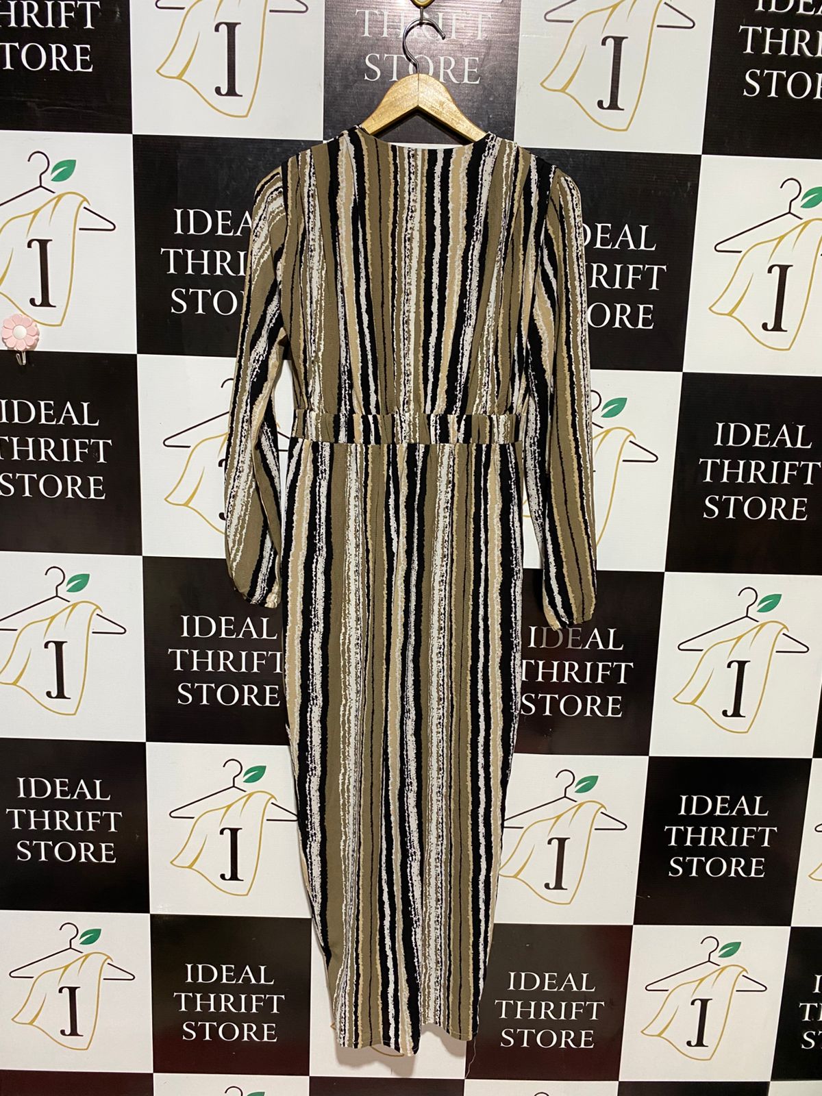 CAROLINE MORGAN |M| BUST 18| B10| WOMEN'S STRIPED V-NECK LONG SLEEVE JUMPSUIT