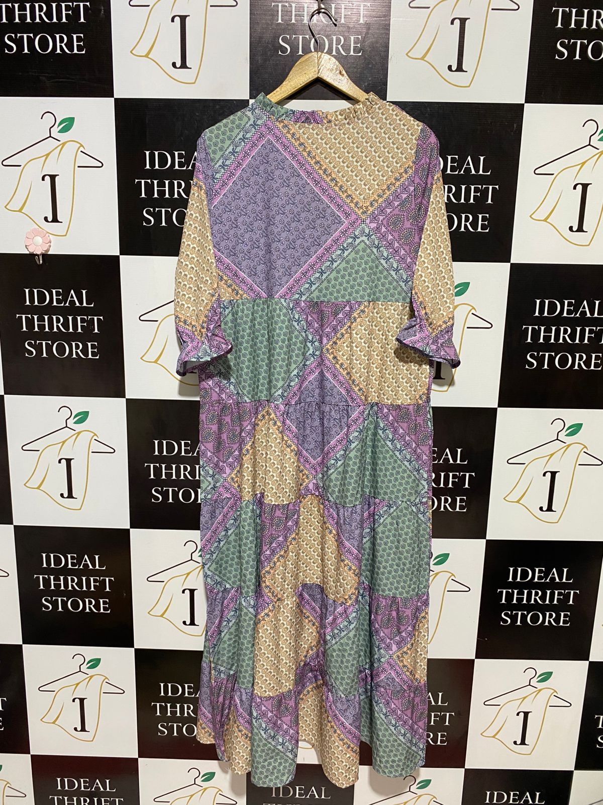 |XL| BUST 20| B10| WOMEN'S BOHO PATCHWORK TIERED MAXI DRESS