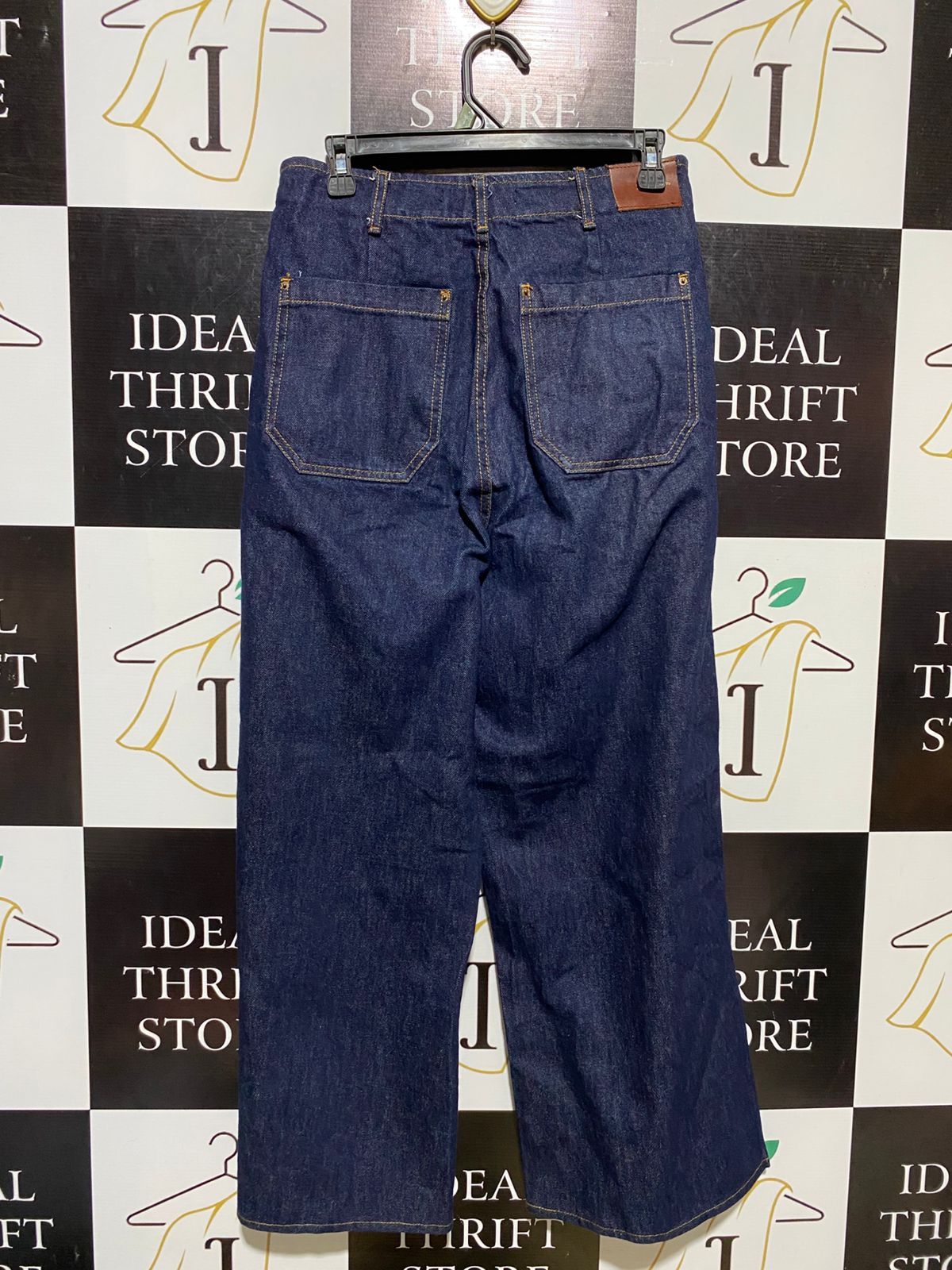 ZARA | S| WAIST 29| B 11| DEEP INDIGO WIDE-LEG DENIM TROUSERS - CLASSIC HIGH-WAIST JEANS