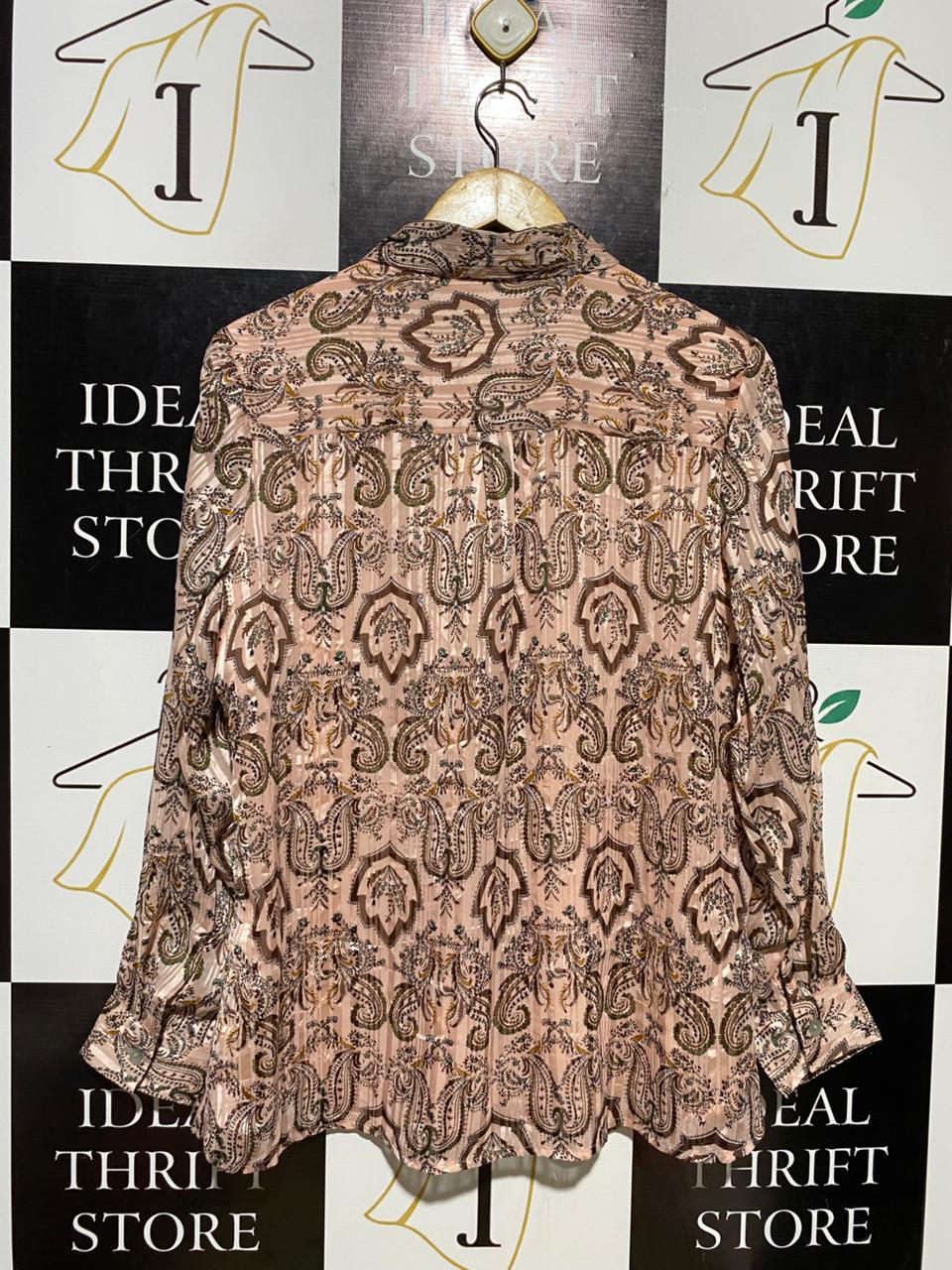 LIZ JORDAN |L| BUST 22| B11| PAISLEY PRINT PLEATED BUTTON-DOWN BLOUSE