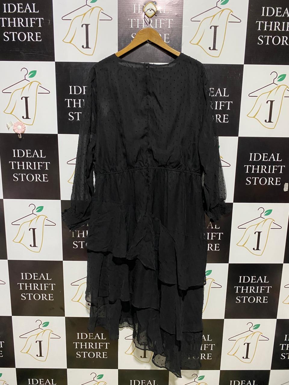 YOU ALL | XL | BUST 24 | B11| BLACK TEXTURED TIERED RUFFLE MAXI DRESS