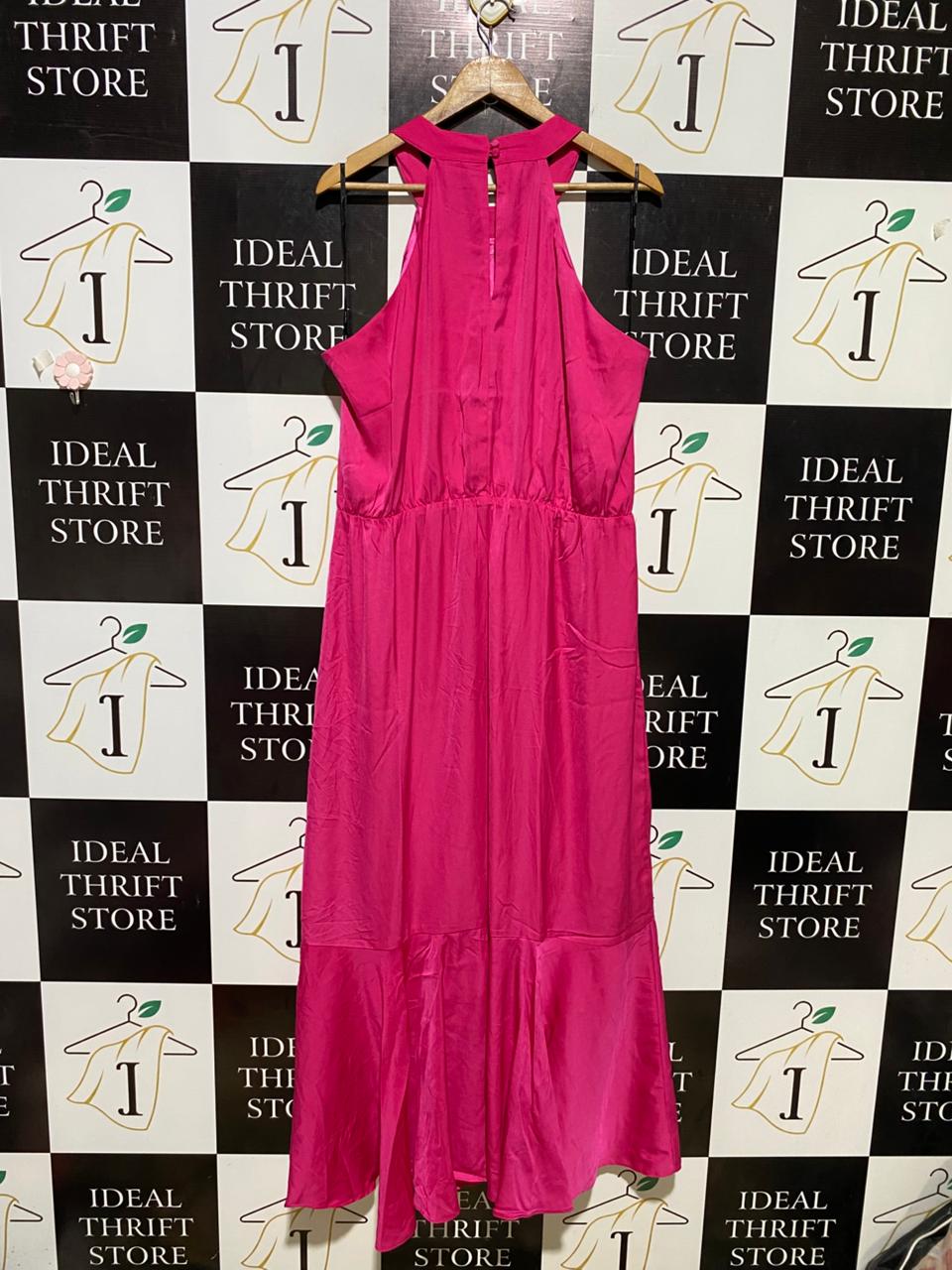 CITY CHIC |L| BUST 22| B23| HOT PINK HALTER NECK RUFFLE MAXI DRESS