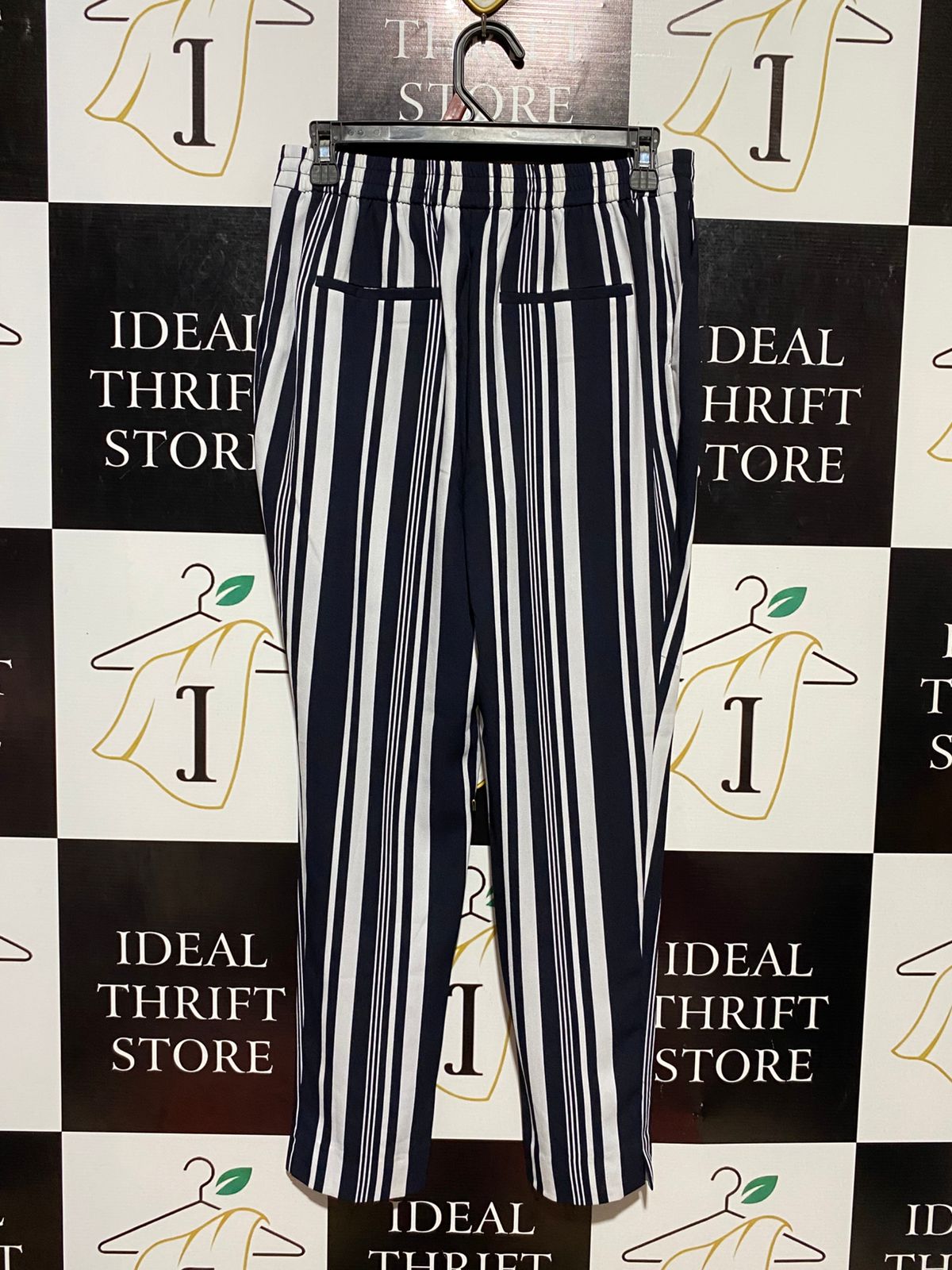 ZARA BASIC |M| WAIST 28| B13| STRIPED HIGH-WAISTED TAPERED TROUSERS