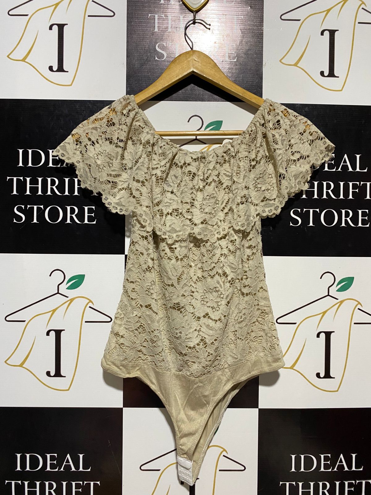 |S| BUST 13| B13| ELEGANT OFF-SHOULDER LACE BARDOT BODYSUIT