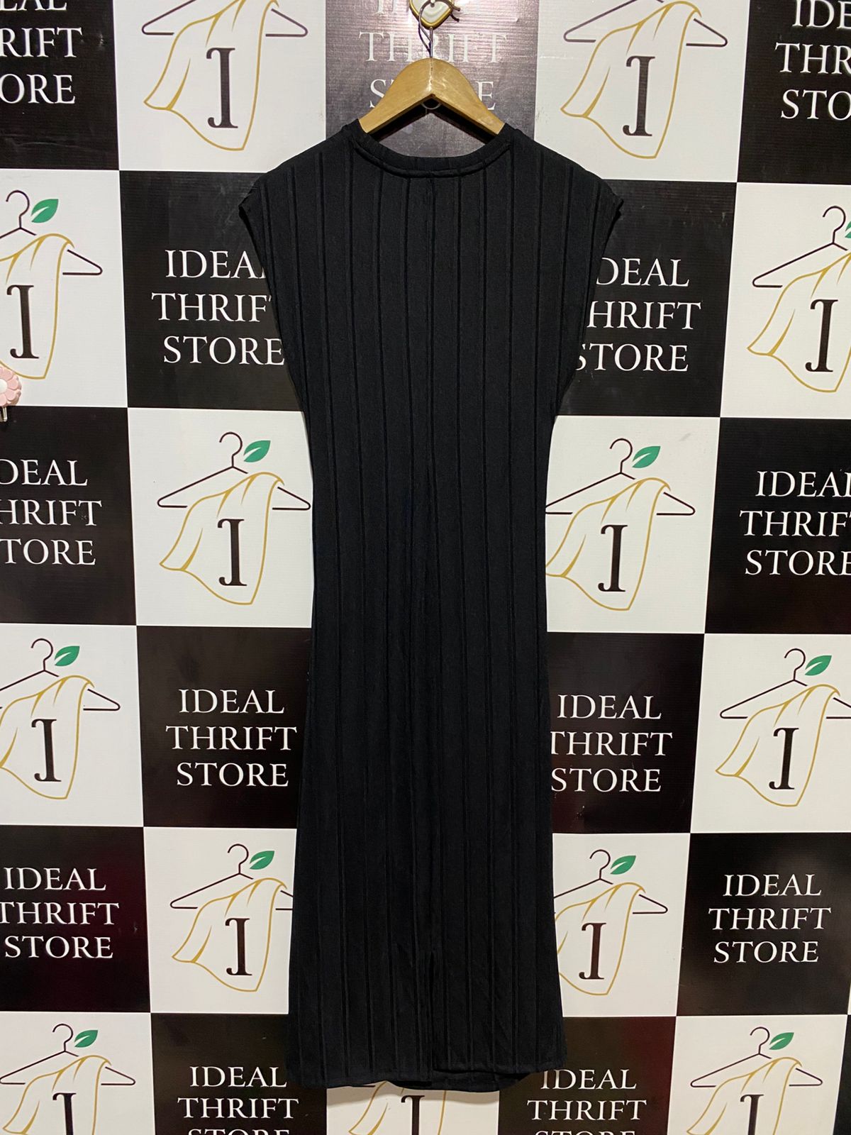 PRIMARK |M| BUST 16| B13| BLACK RIBBED RUCHED MIDI DRESS