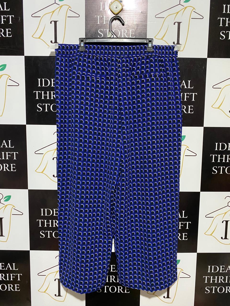 M&S |XXL| WAIST 40| B13| CHIC ROYAL BLUE AND NAVY PATTERNED RELAXED FIT PANTS