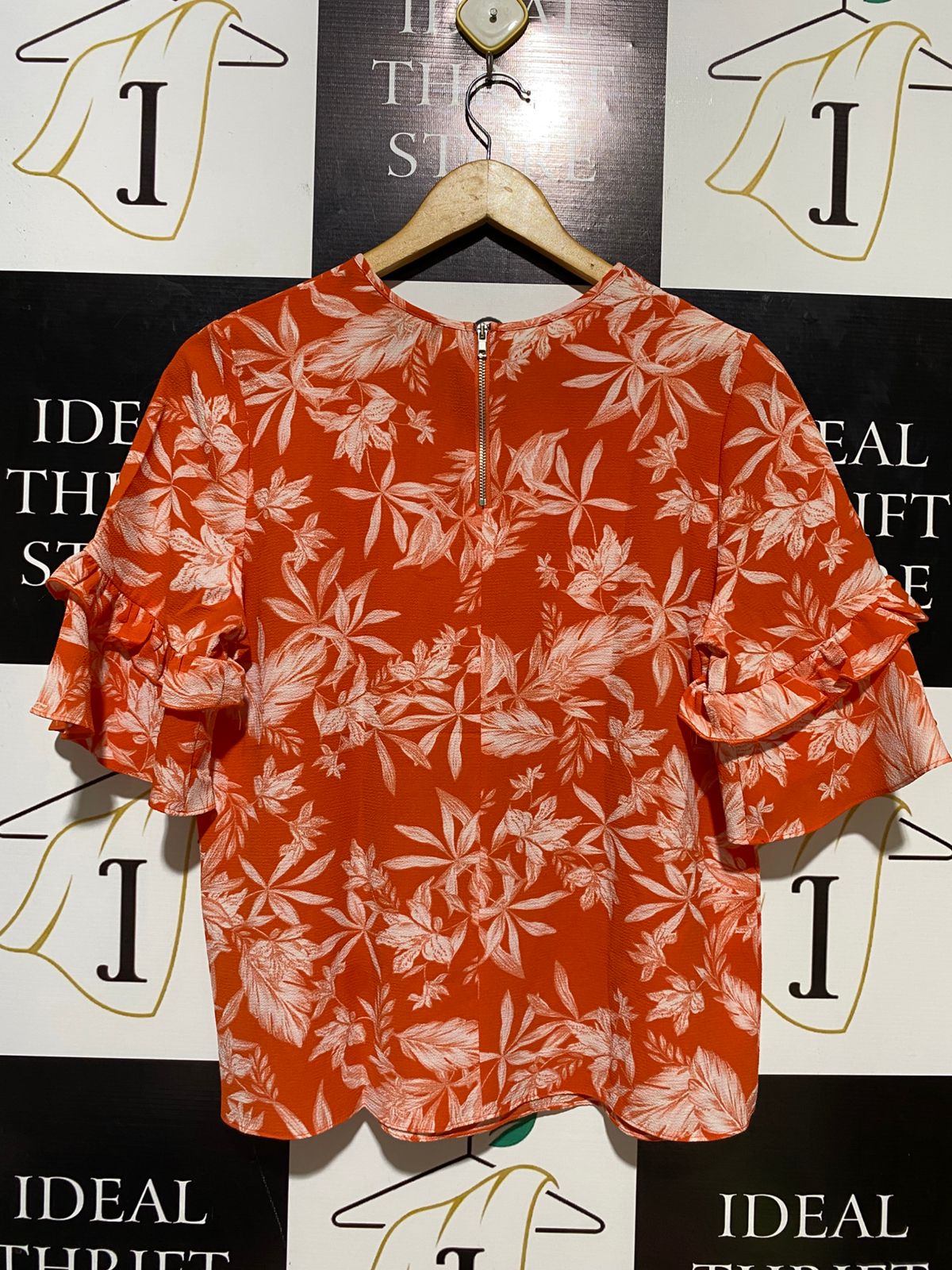 PRIMARK |M| BUST 19| B14| TROPICAL FLORAL PRINT TIERED RUFFLE SLEEVE TOP
