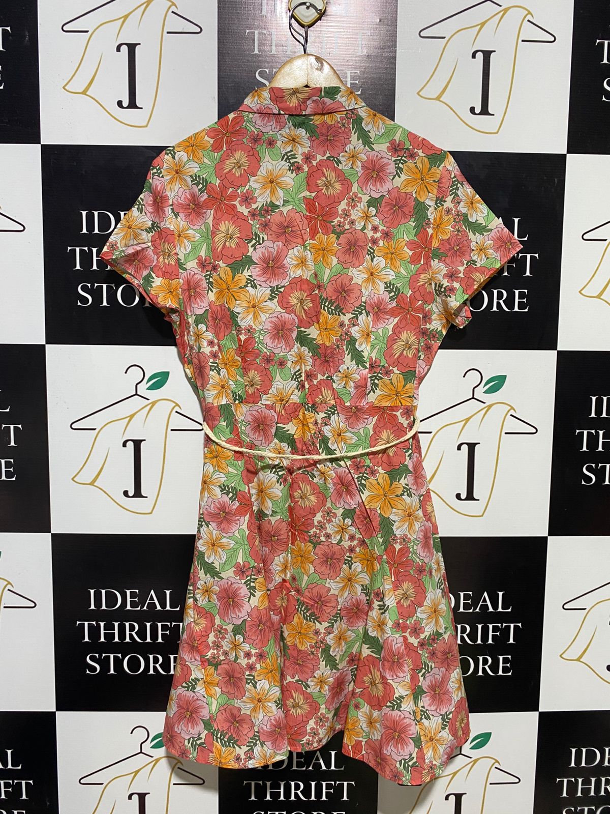PRIMARK |L| BUST | B14| VIBRANT TROPICAL FLORAL BUTTON-DOWN SHIRT DRESS