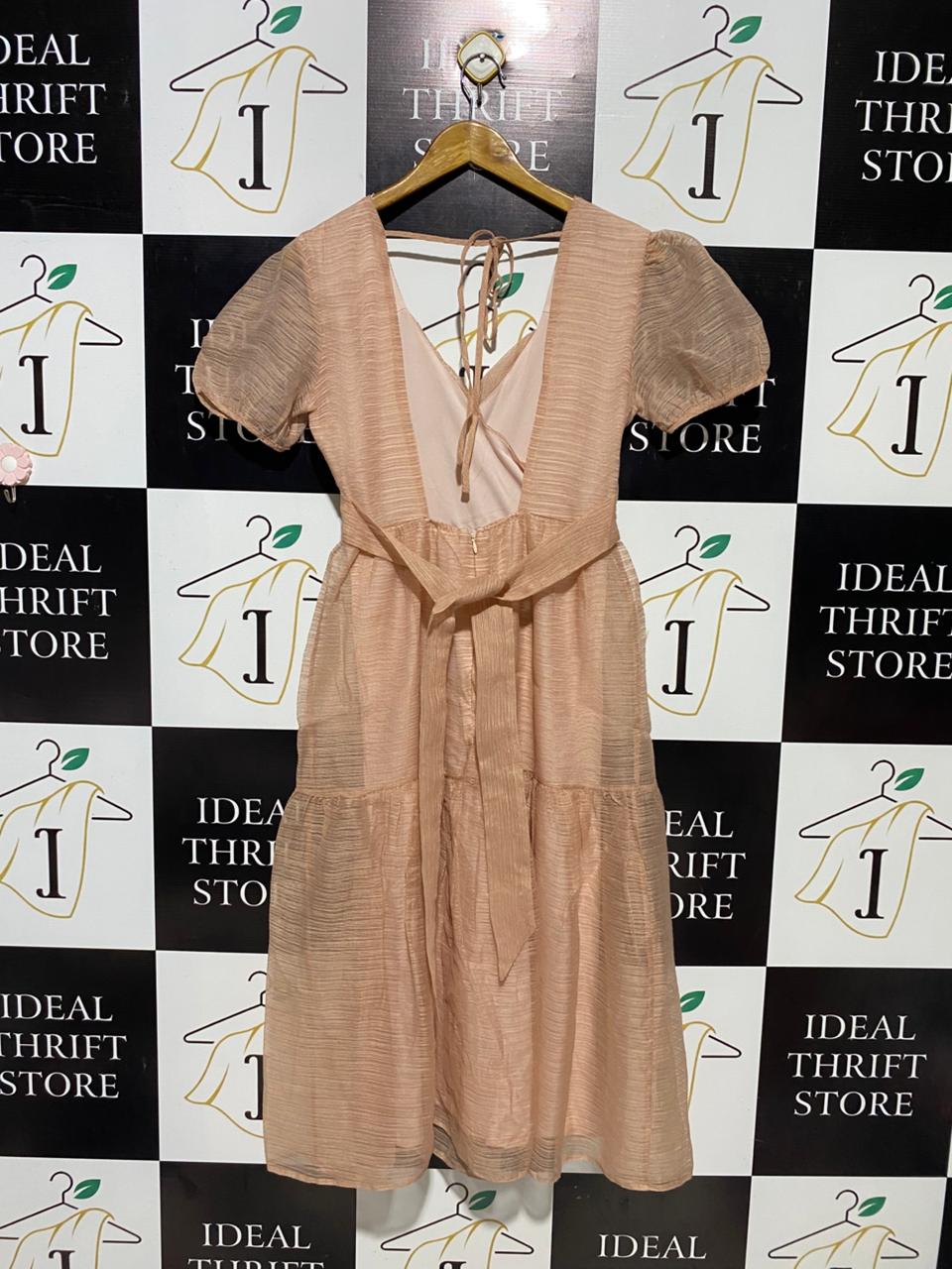 PRIMARK |M| BUST 17| B14| ELEGANT PEACH TIERED SURPLICE MIDI DRESS