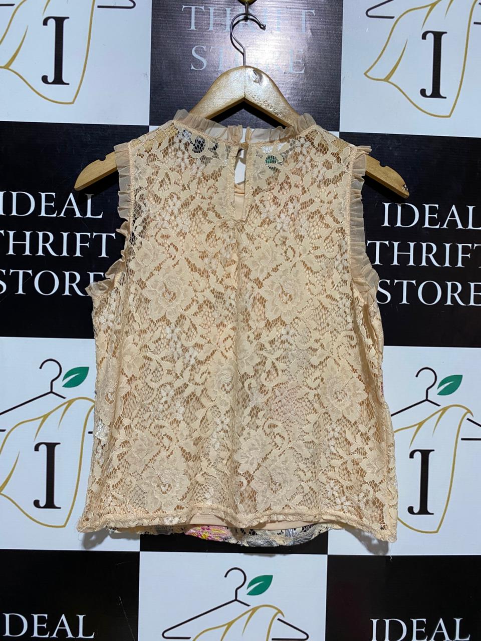 NEW LOOK |M| BUST 18| B14| EMBROIDERED FLORAL LACE SLEEVELESS TOP